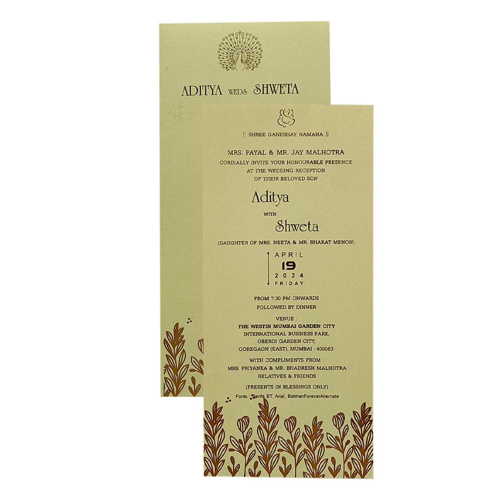 Grey Floral Foil Single Sheet Invitation Card-KRCS6042
