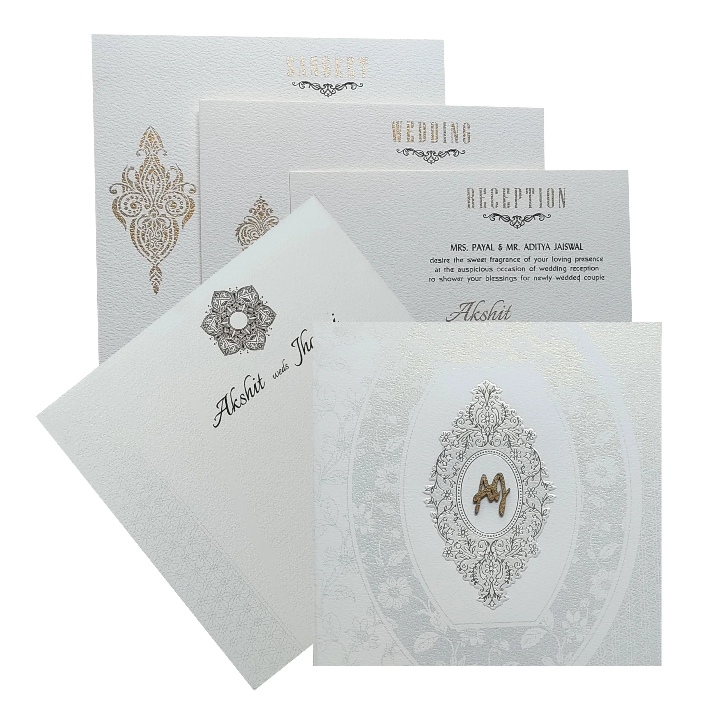 Grey Floral Invitation Card-KRC29080