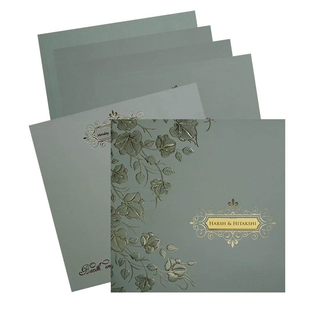 Grey Floral Marriage Card-KPR09150