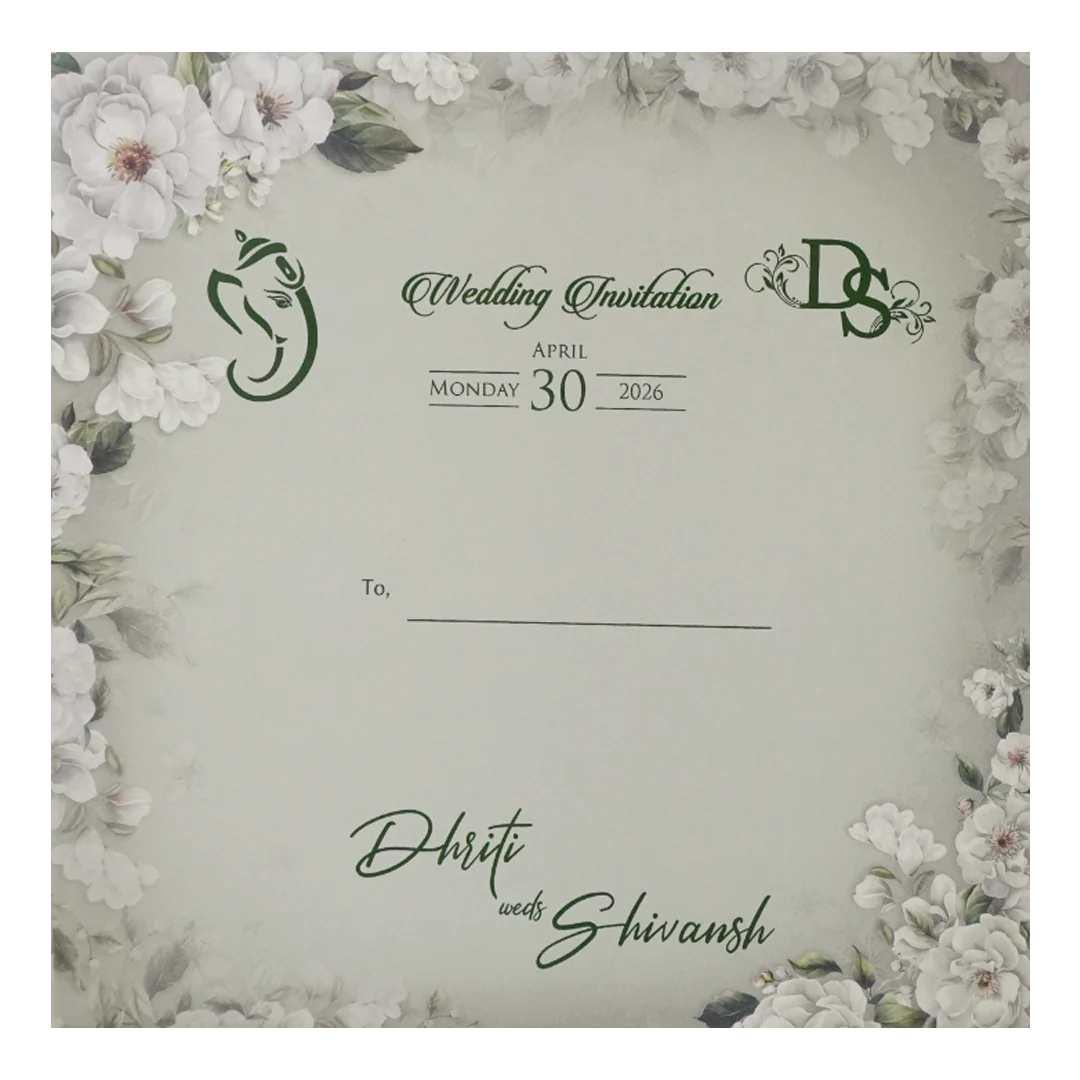 Grey Floral Padded Wedding Card - KSH72790 - Image 4