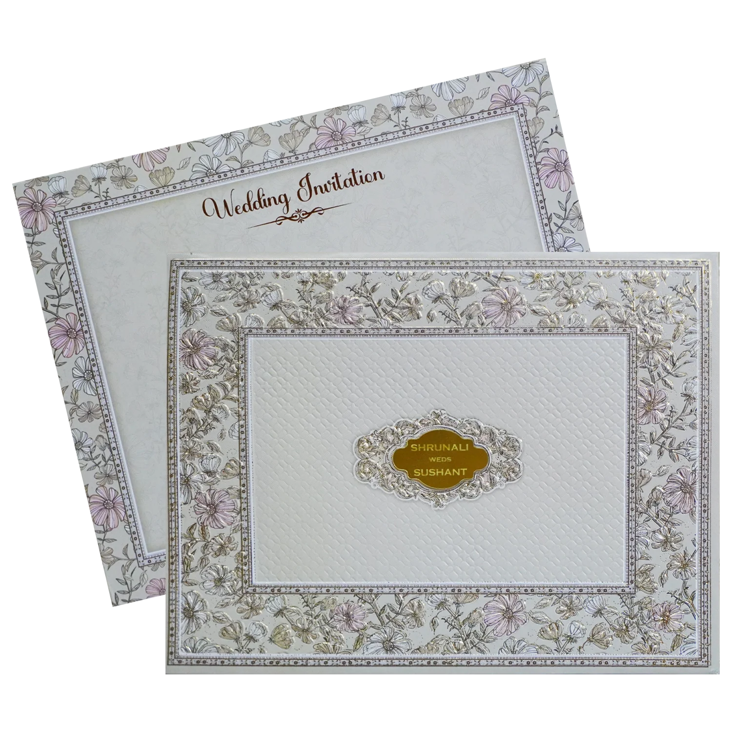 Grey Floral Padded Invitation-KSI12190 - Image 2