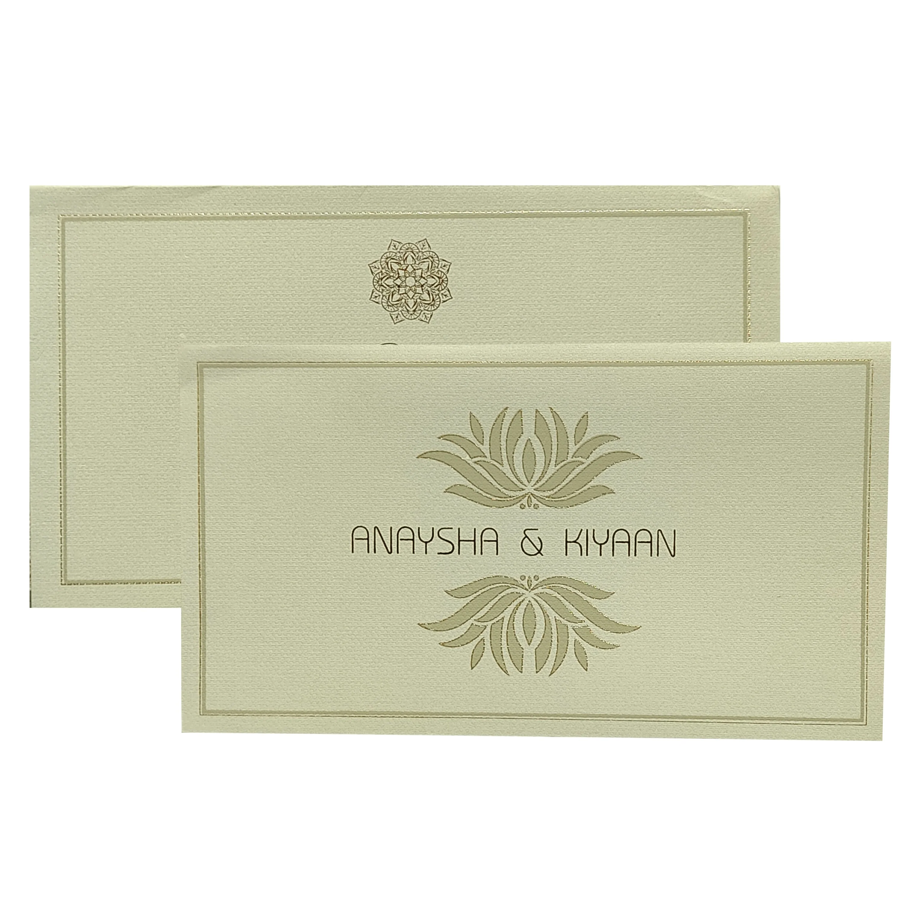 Grey Floral Padded Invitation Card-KRC29151 - Image 2