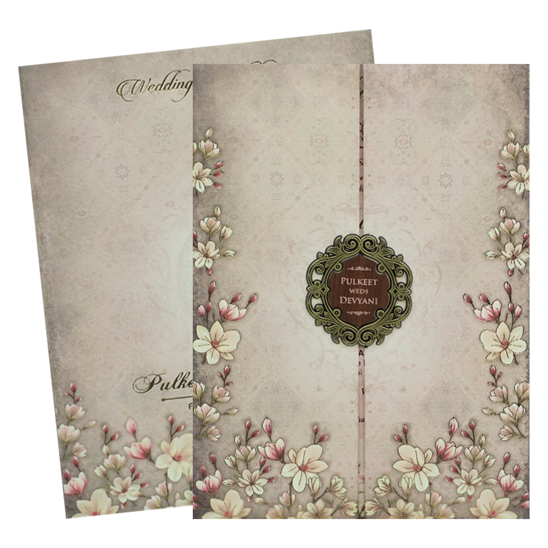 Grey Floral Padded Wedding Card-KJTS1815 - Image 2