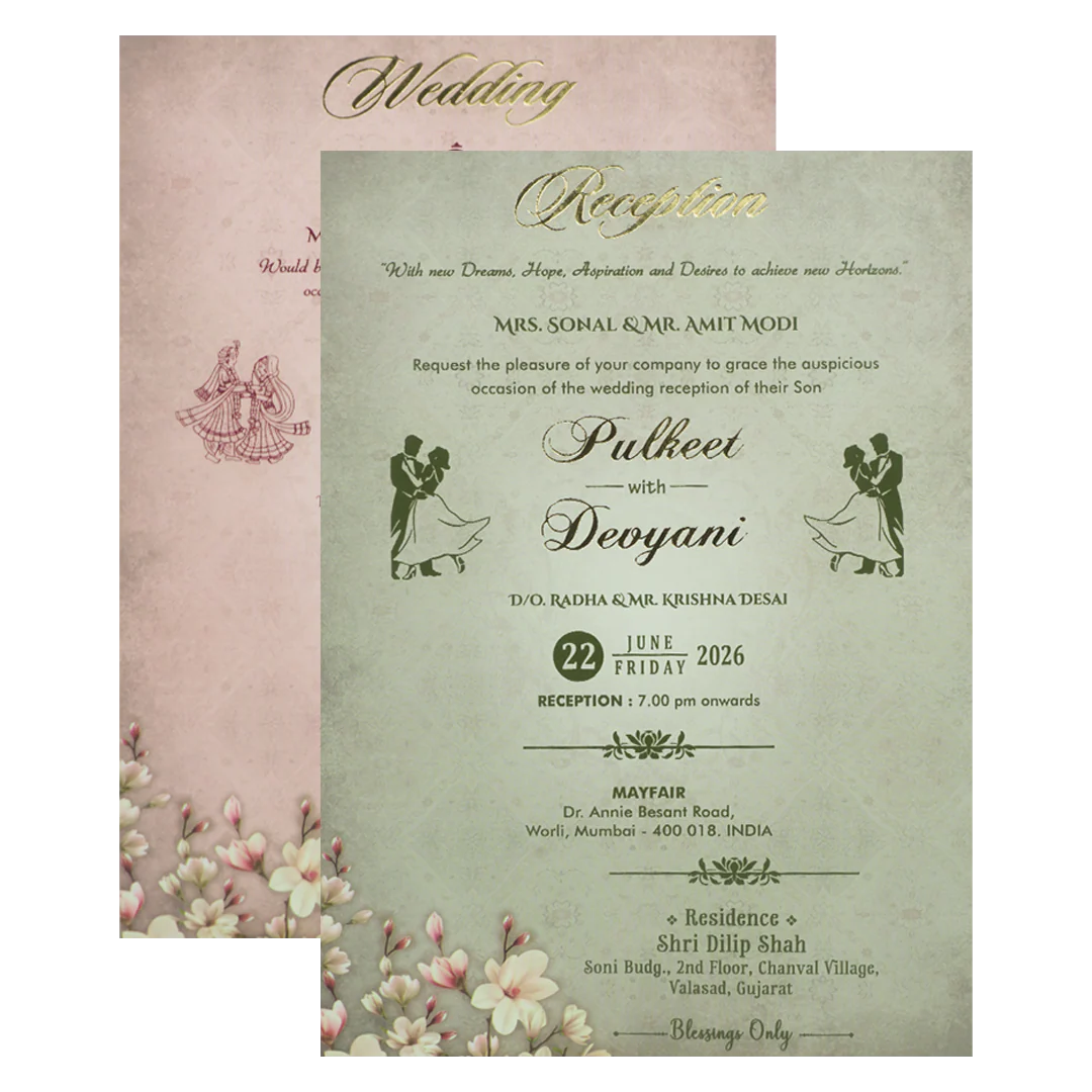 Grey Floral Padded Wedding Card-KJTS1815 - Image 5