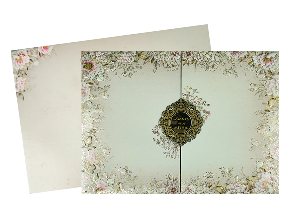 Grey Floral Padded Wedding Card-KSSC2085 - Image 2