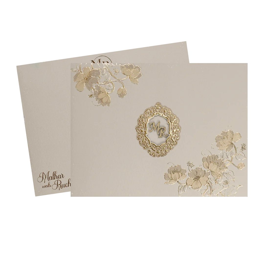 Grey Floral Padded Wedding Card-KSI64510 - Image 2