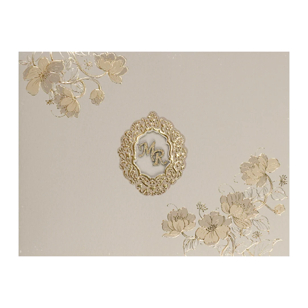Grey Floral Padded Wedding Card-KSI64510 - Image 3