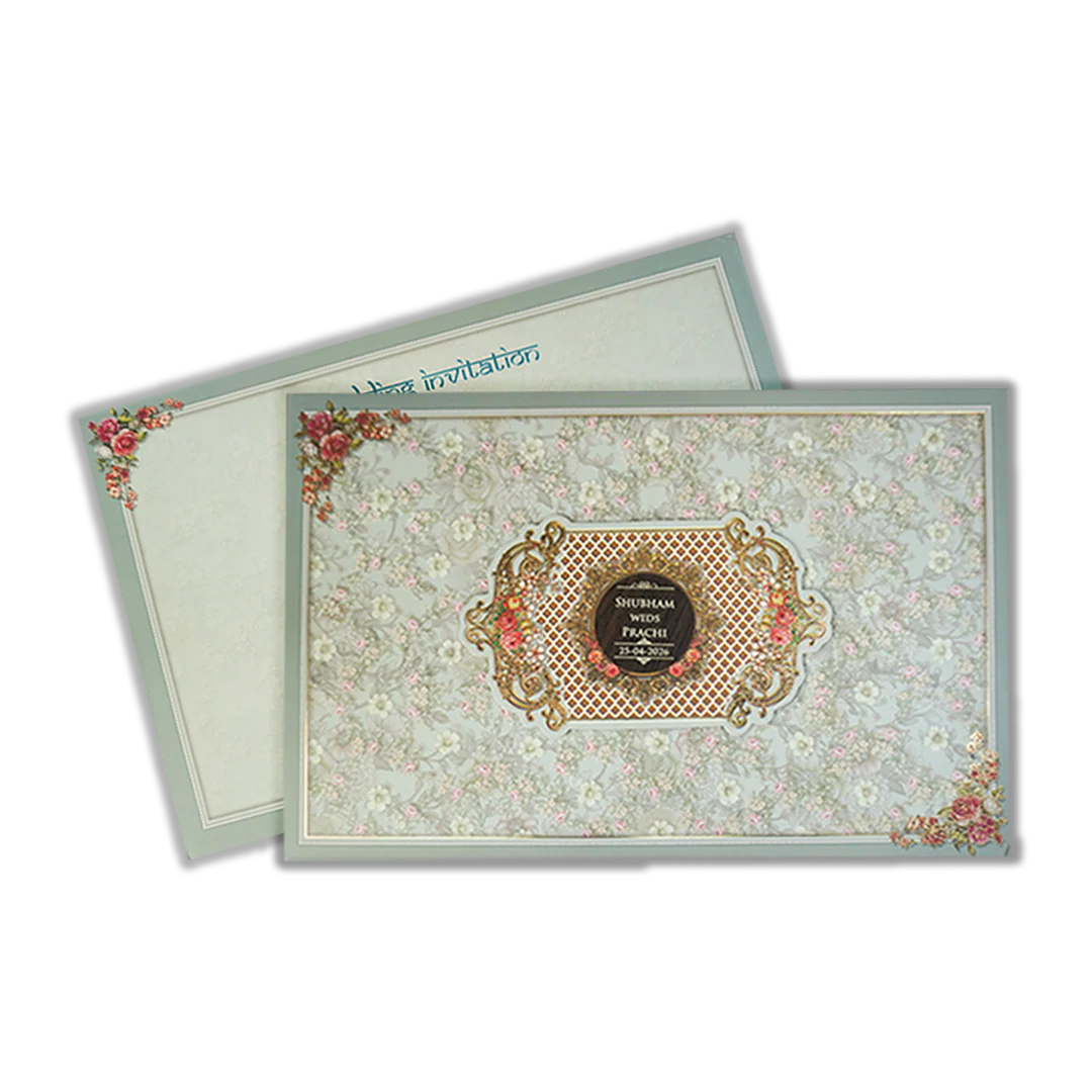 Green Floral Vintage Wedding Card-KSH72110 - Image 2