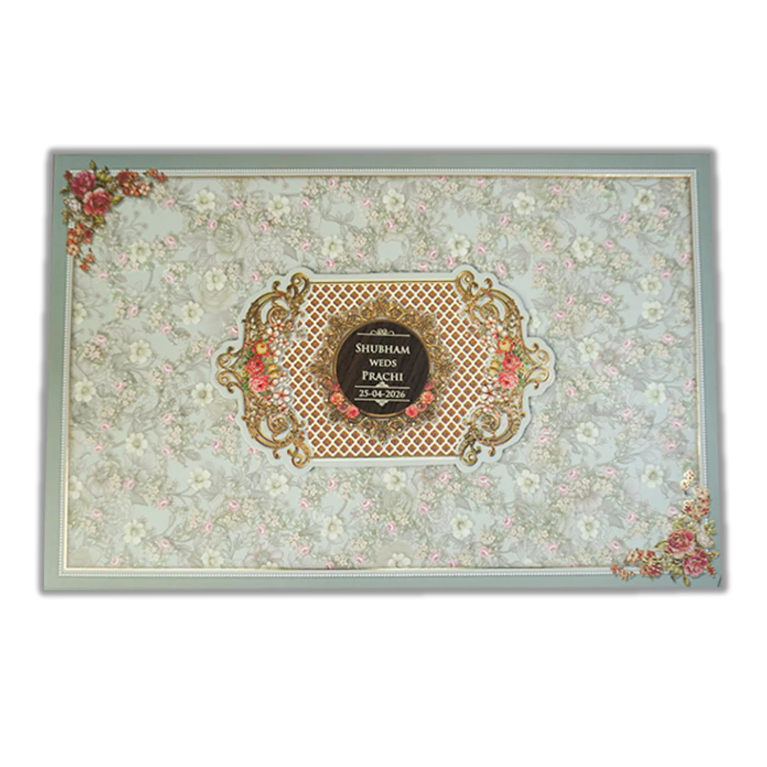 Green Floral Vintage Wedding Card-KSH72110 - Image 3