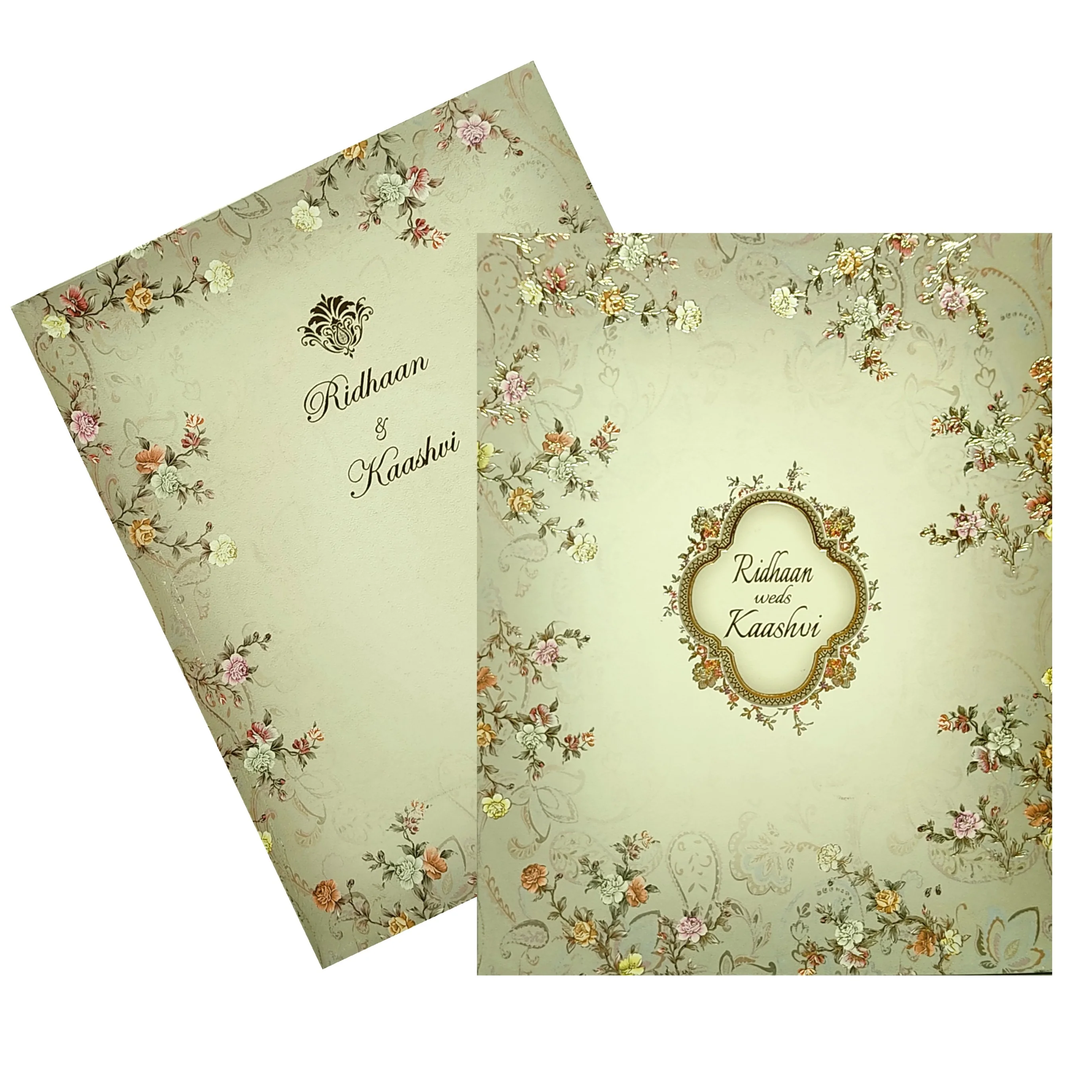 Grey Floral Wedding Invitation Card-KRC29160 - Image 2
