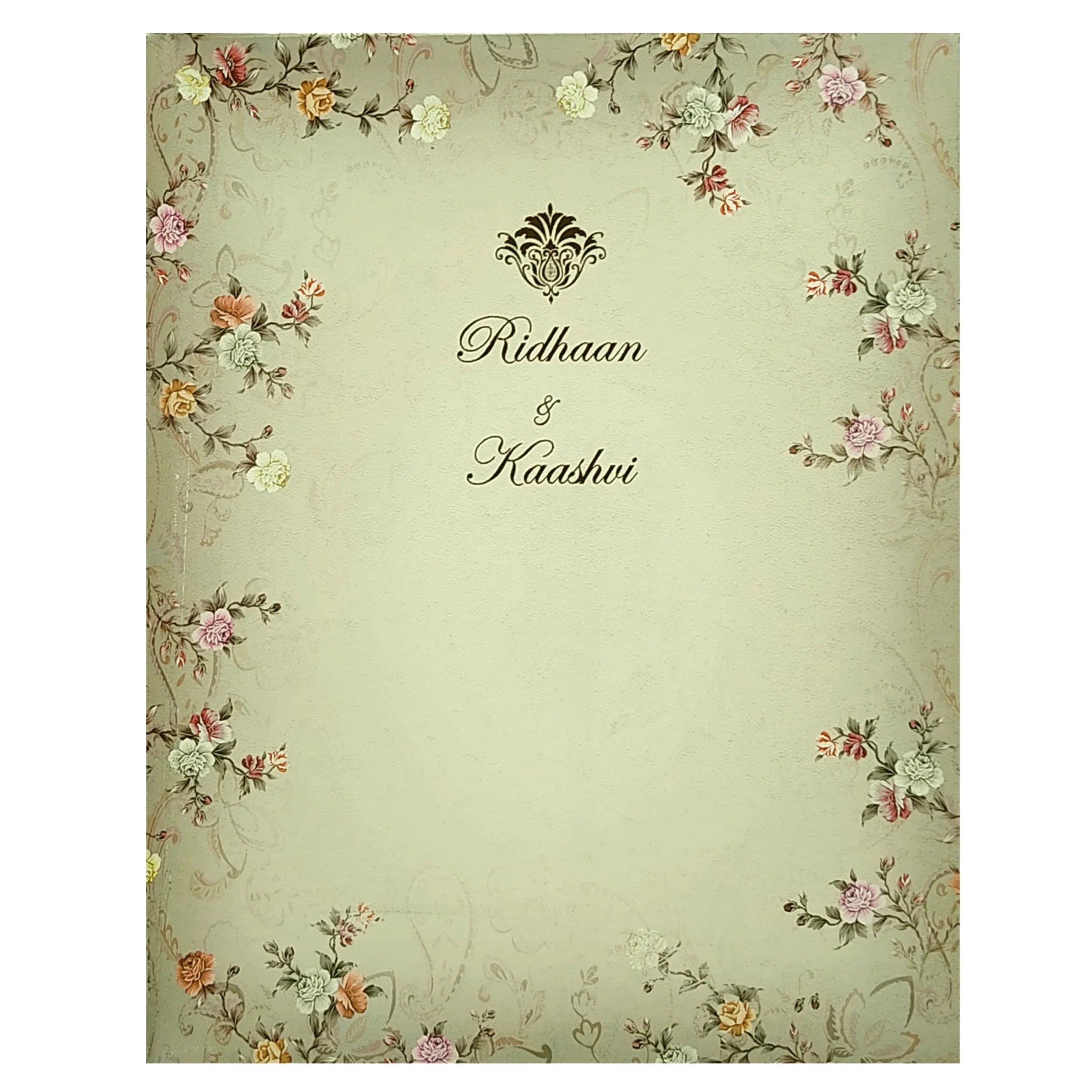 Grey Floral Wedding Invitation Card-KRC29160 - Image 4