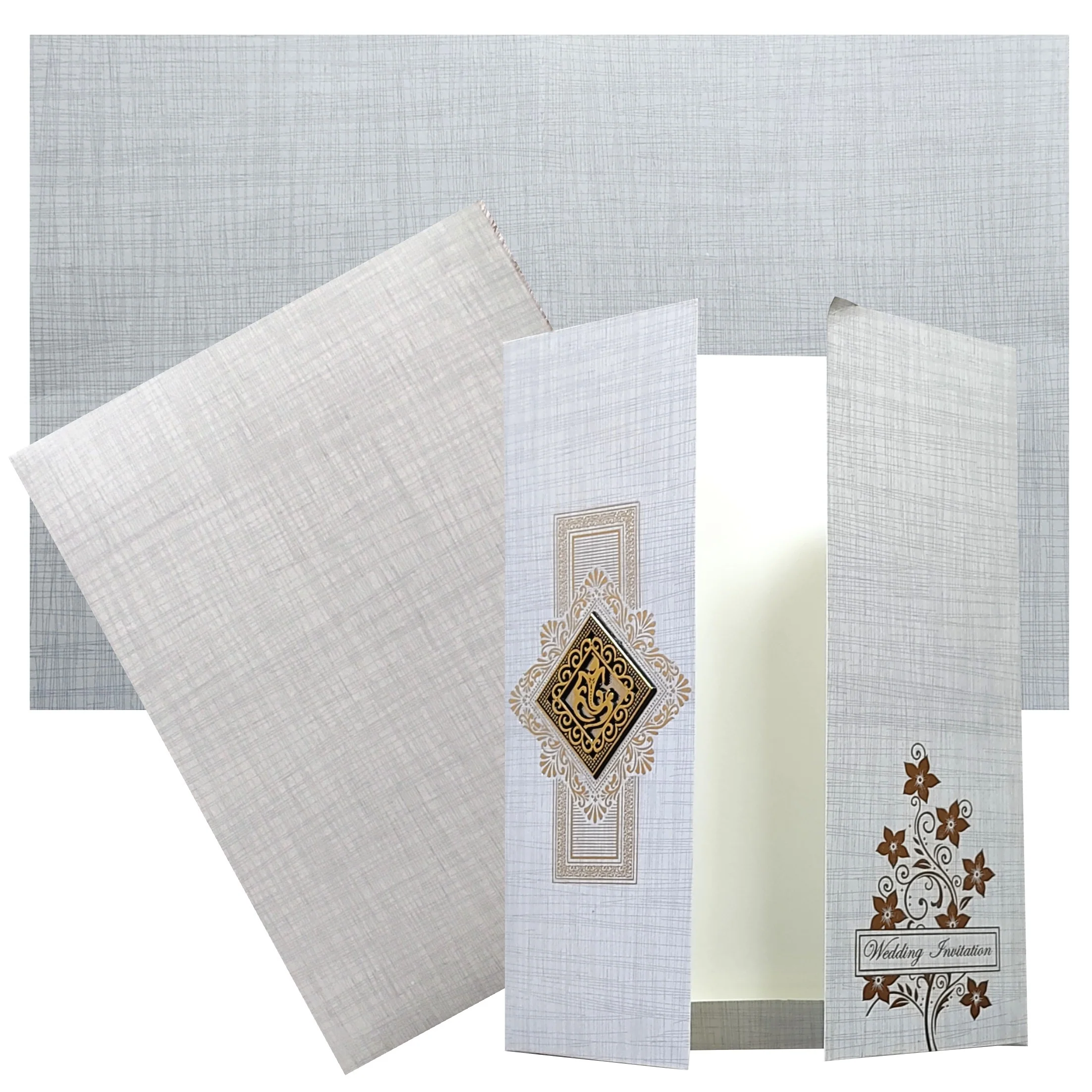 Grey Ganesha Door Invitation Card-KNK7076G