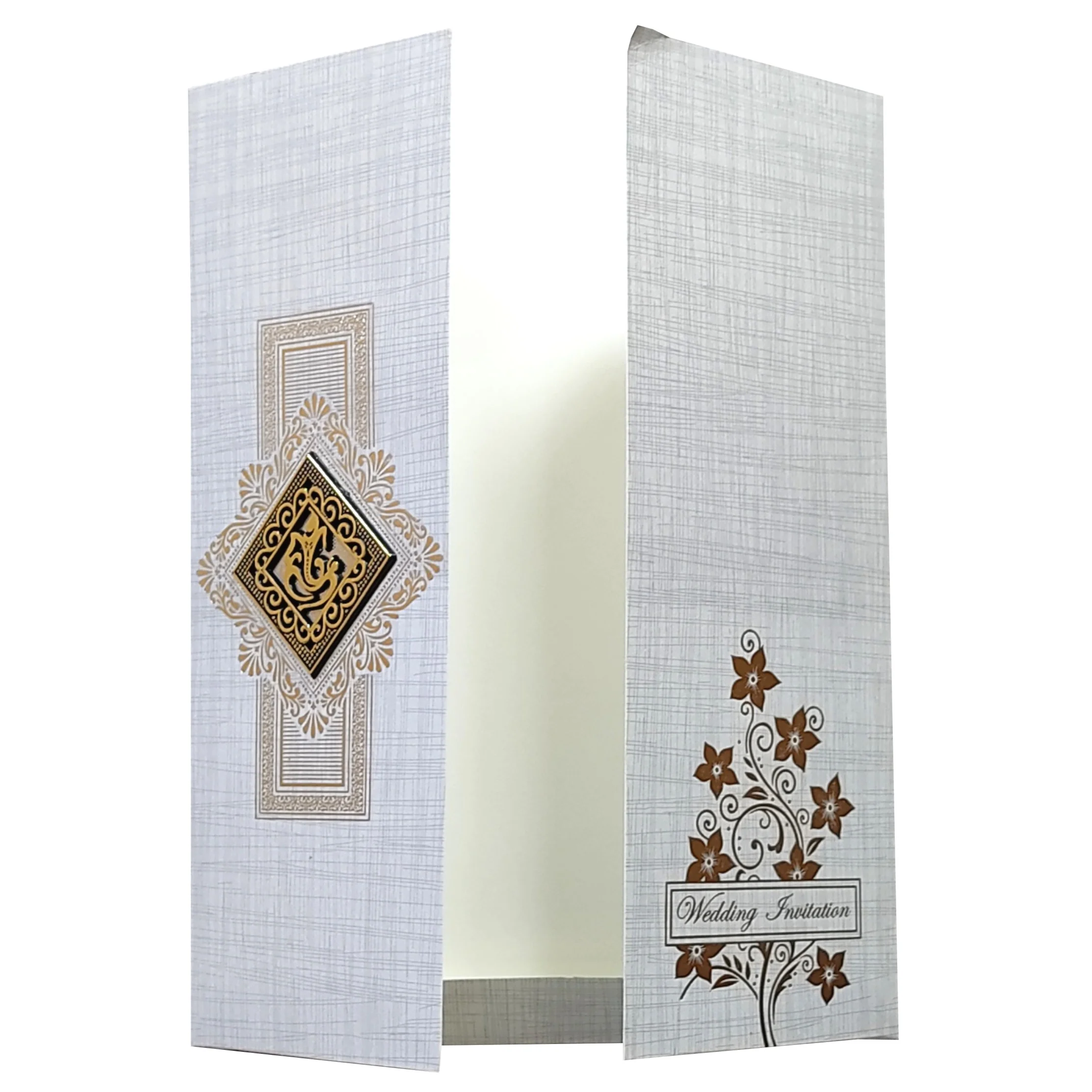 Grey Ganesha Door Invitation Card-KNK7076G - Image 3