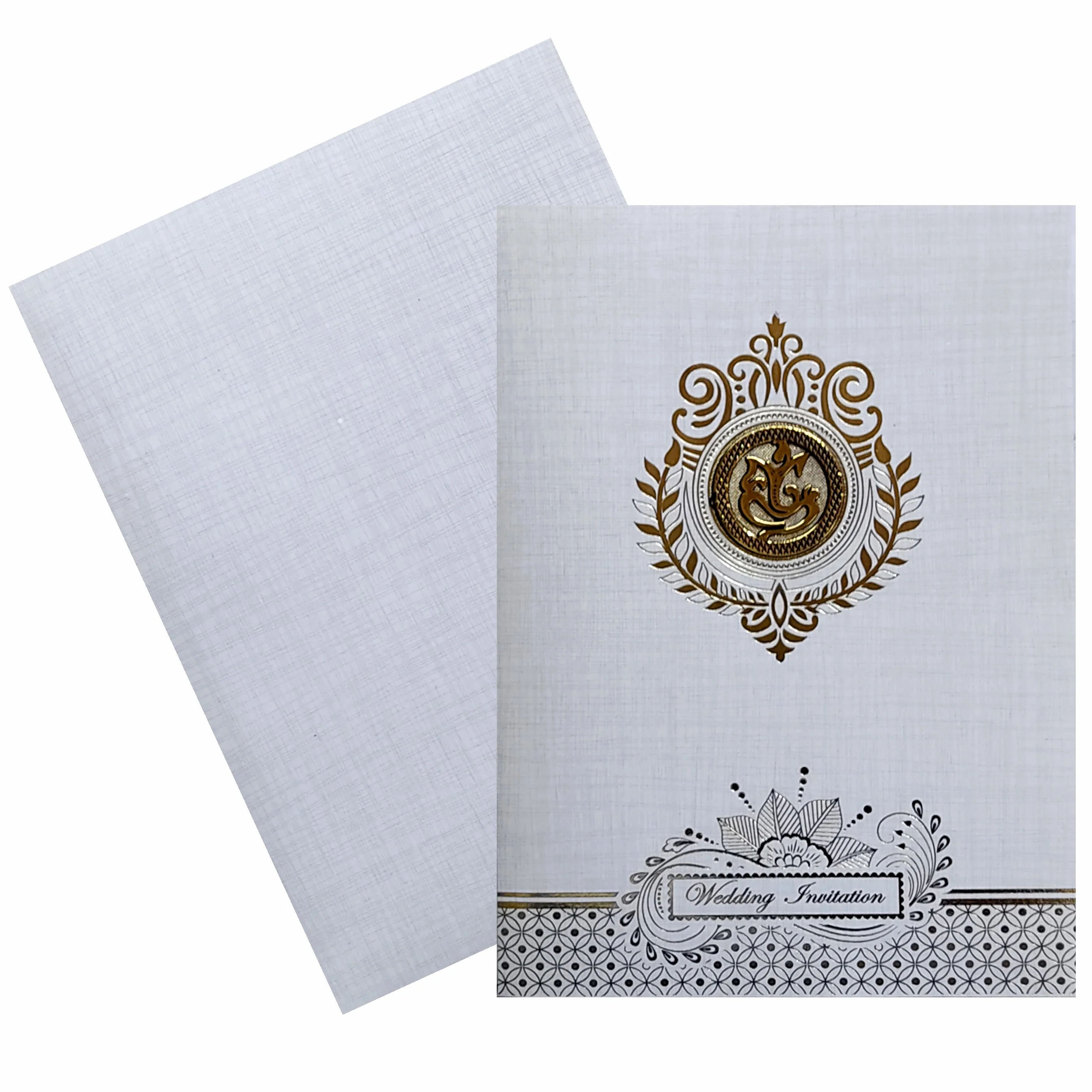 Grey Ganesha Wedding Card-KNK7073G - Image 2