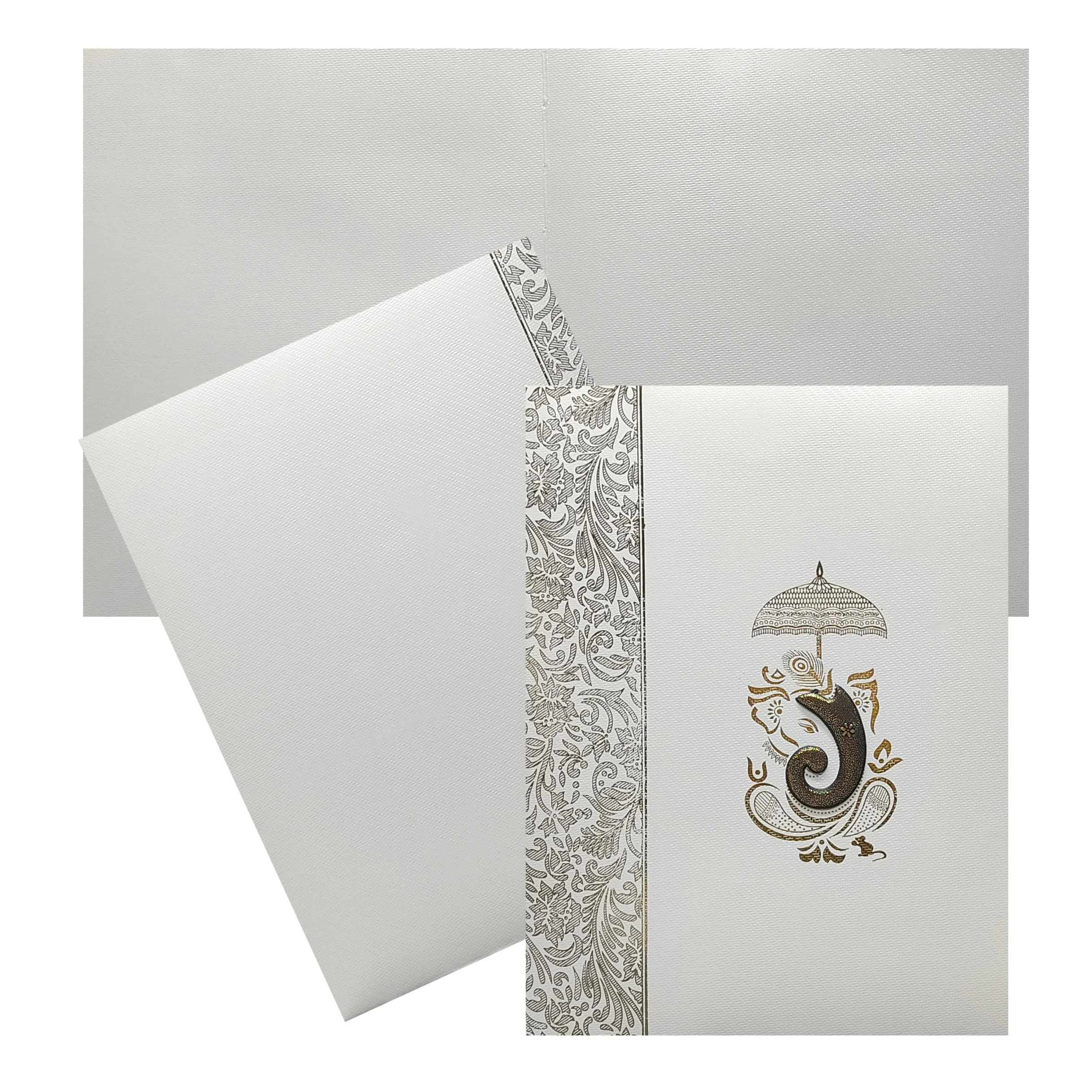 Grey Ganesha Wedding Invitation Card-KNWT5014