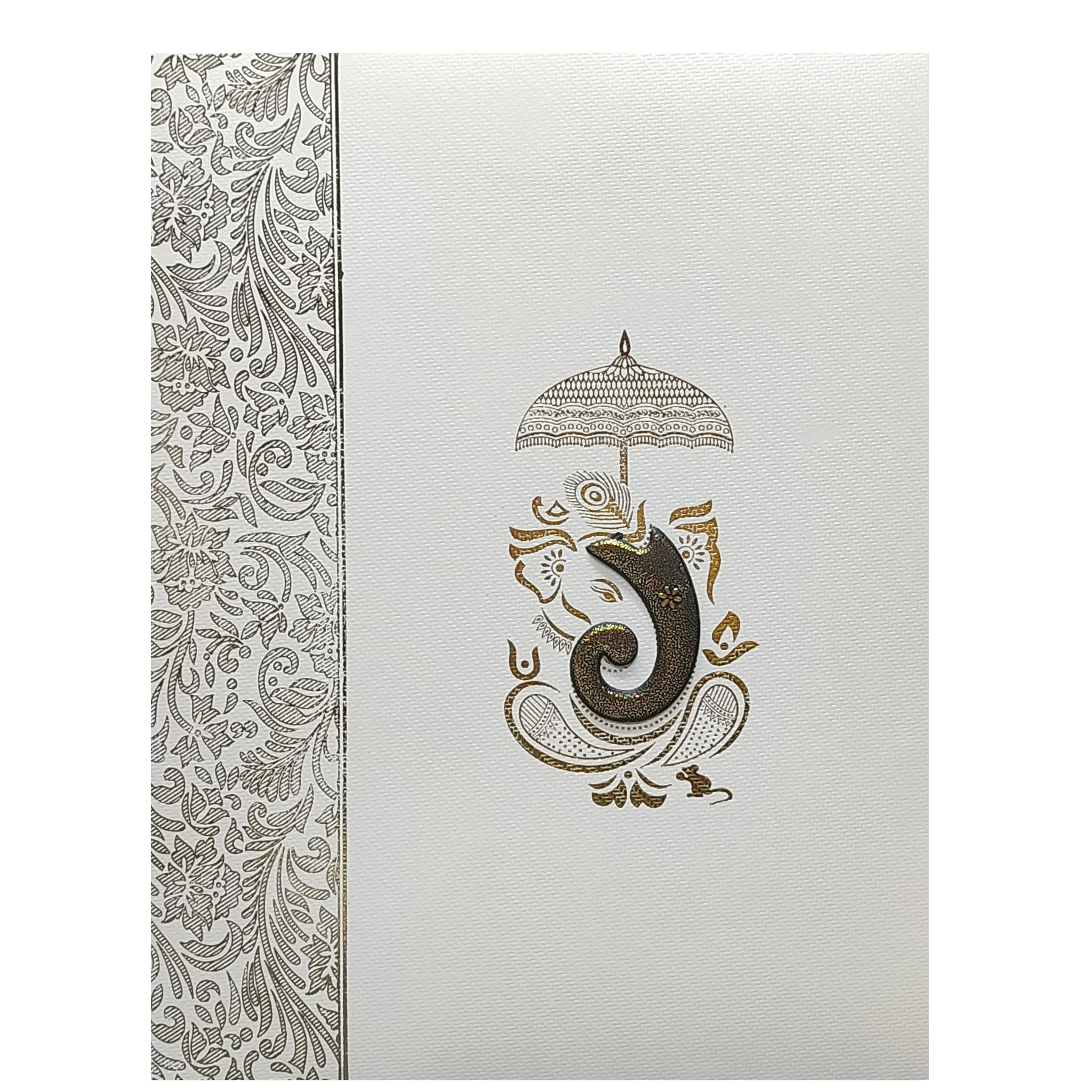 Grey Ganesha Wedding Invitation Card-KNWT5014 - Image 3