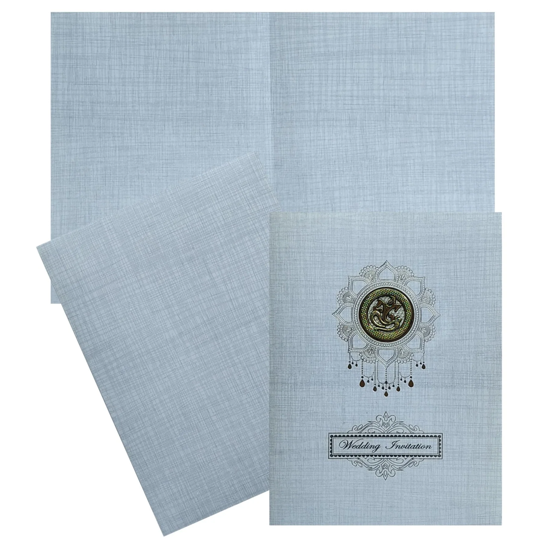 Grey Ganesha Wedding Invitation Card-KNK7077G