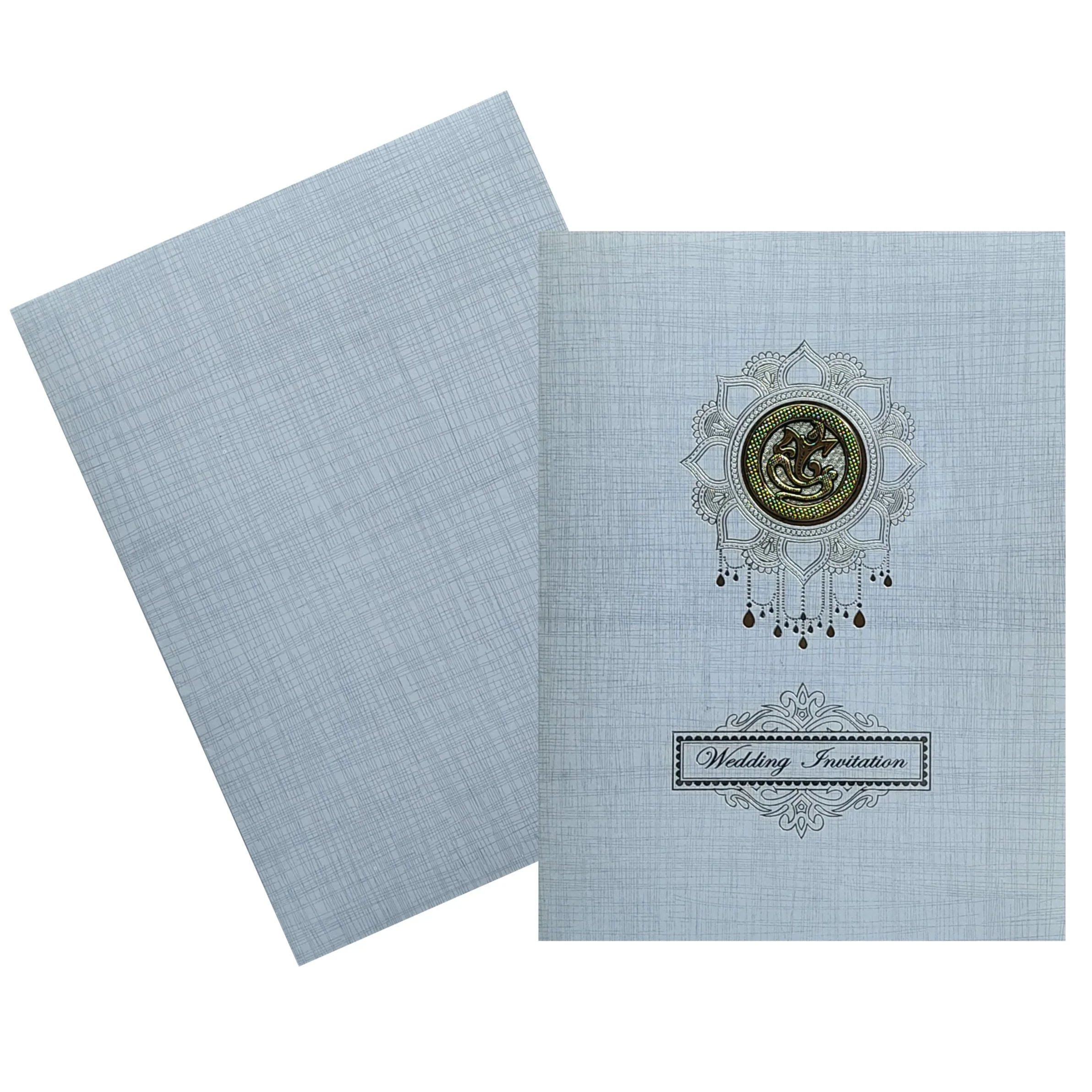 Grey Ganesha Wedding Invitation Card-KNK7077G - Image 2