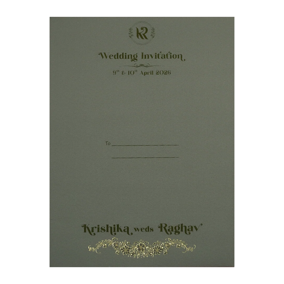 Grey Gold Arch Floral Padded Wedding Card-KSI64470 - Image 4