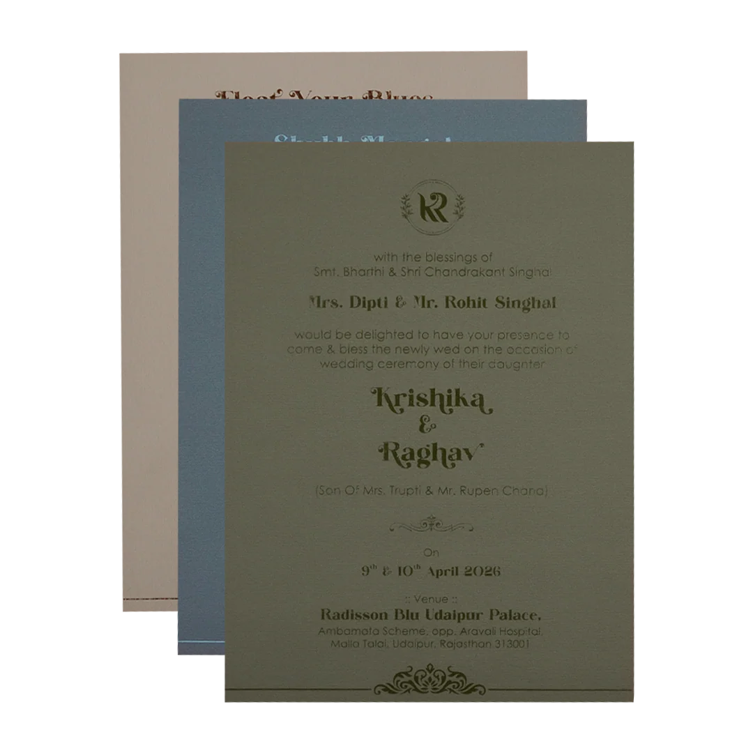 Grey Gold Arch Floral Padded Wedding Card-KSI64470 - Image 5