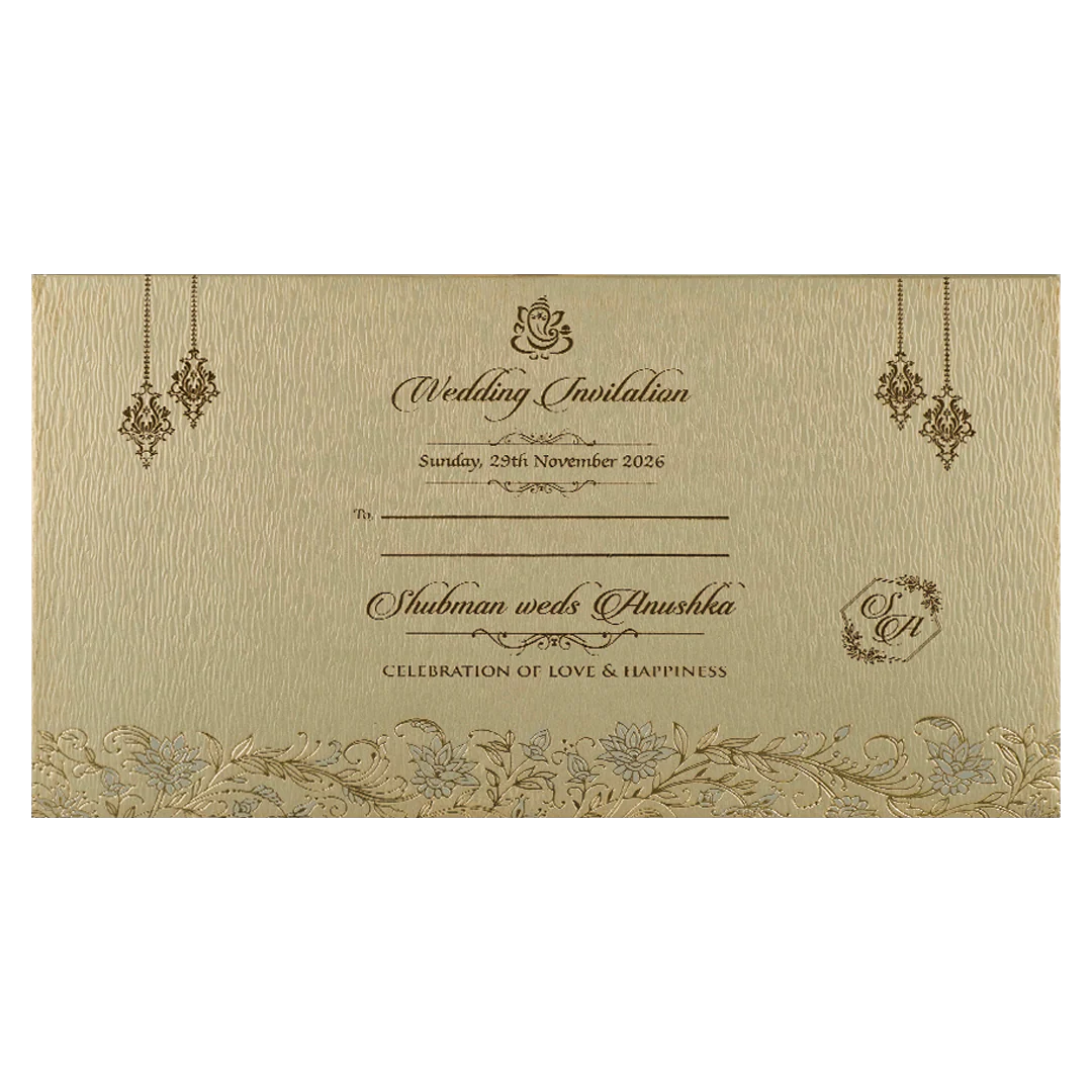 Grey Gold Door Style Padded Wedding Card-KRB09321 - Image 4