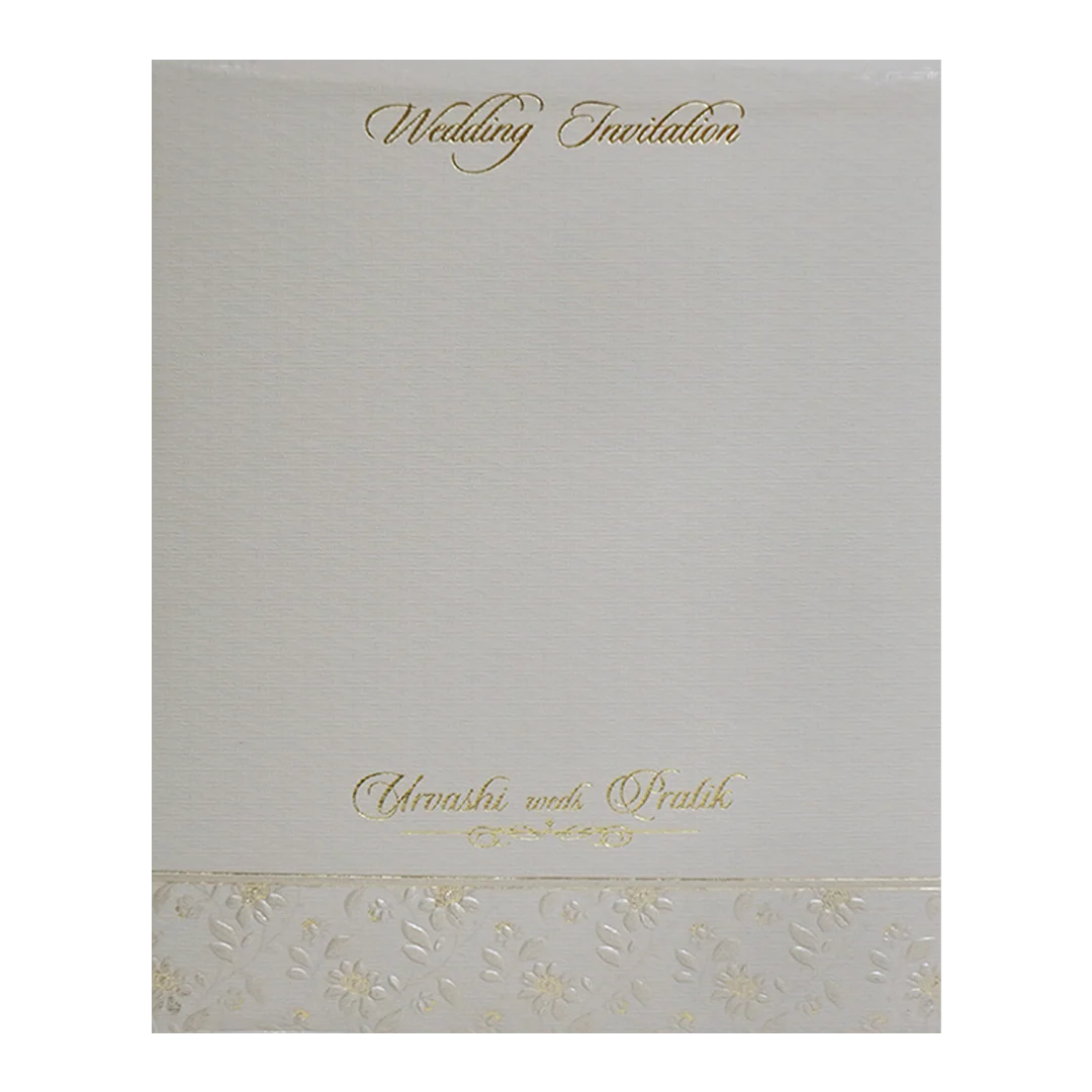 Grey Gold Floral Double Door Padded Wedding Card - KMMWD1115 - Image 4