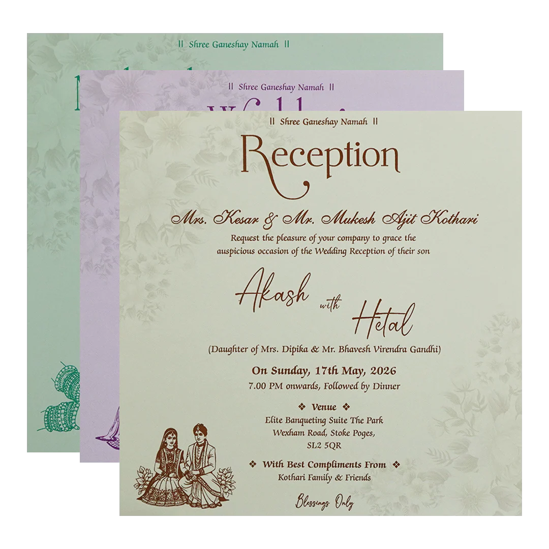 Grey Gold Floral Padded Wedding Card - KSH72980 - Image 5