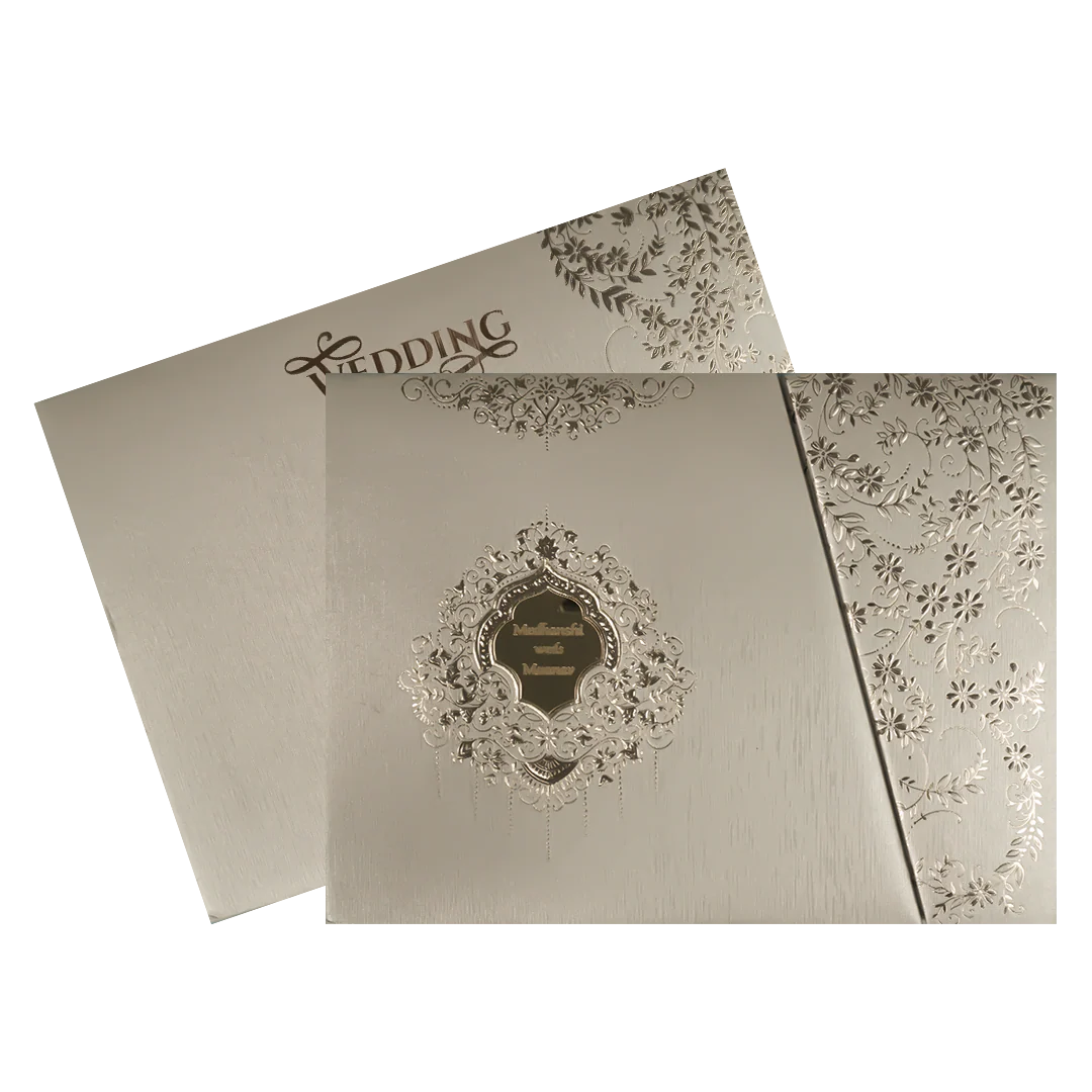 Grey Gold Padded Wedding Card-KSSC2110 - Image 2