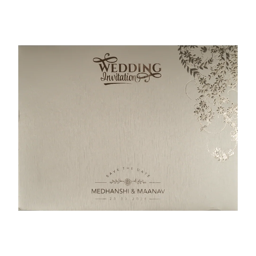 Grey Gold Padded Wedding Card-KSSC2110 - Image 4