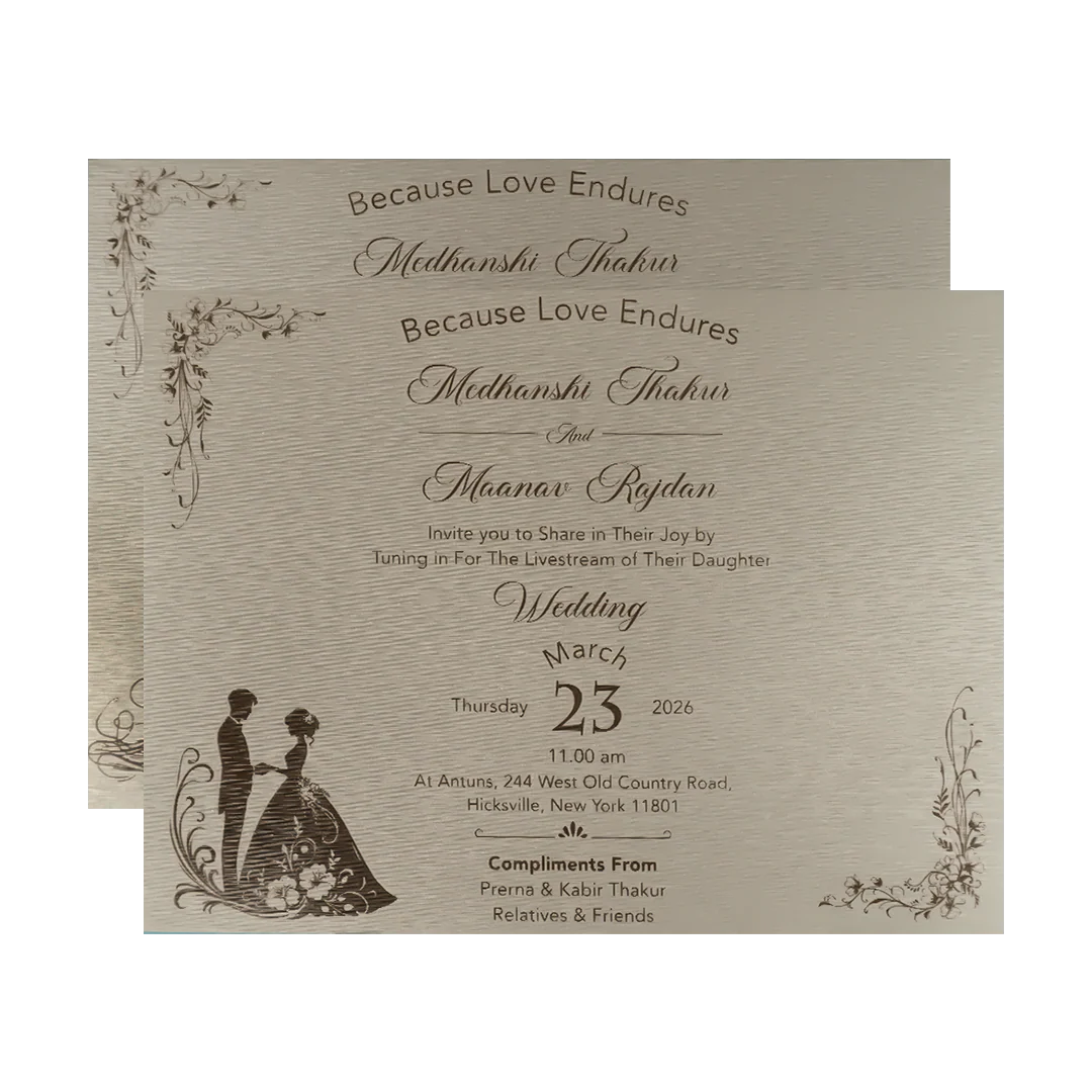 Grey Gold Padded Wedding Card-KSSC2110 - Image 5