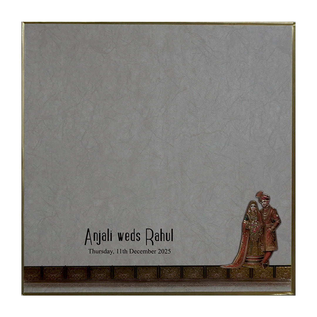 Grey Golden Premium Embossed Wedding Invitation-KPR24350 - Image 4