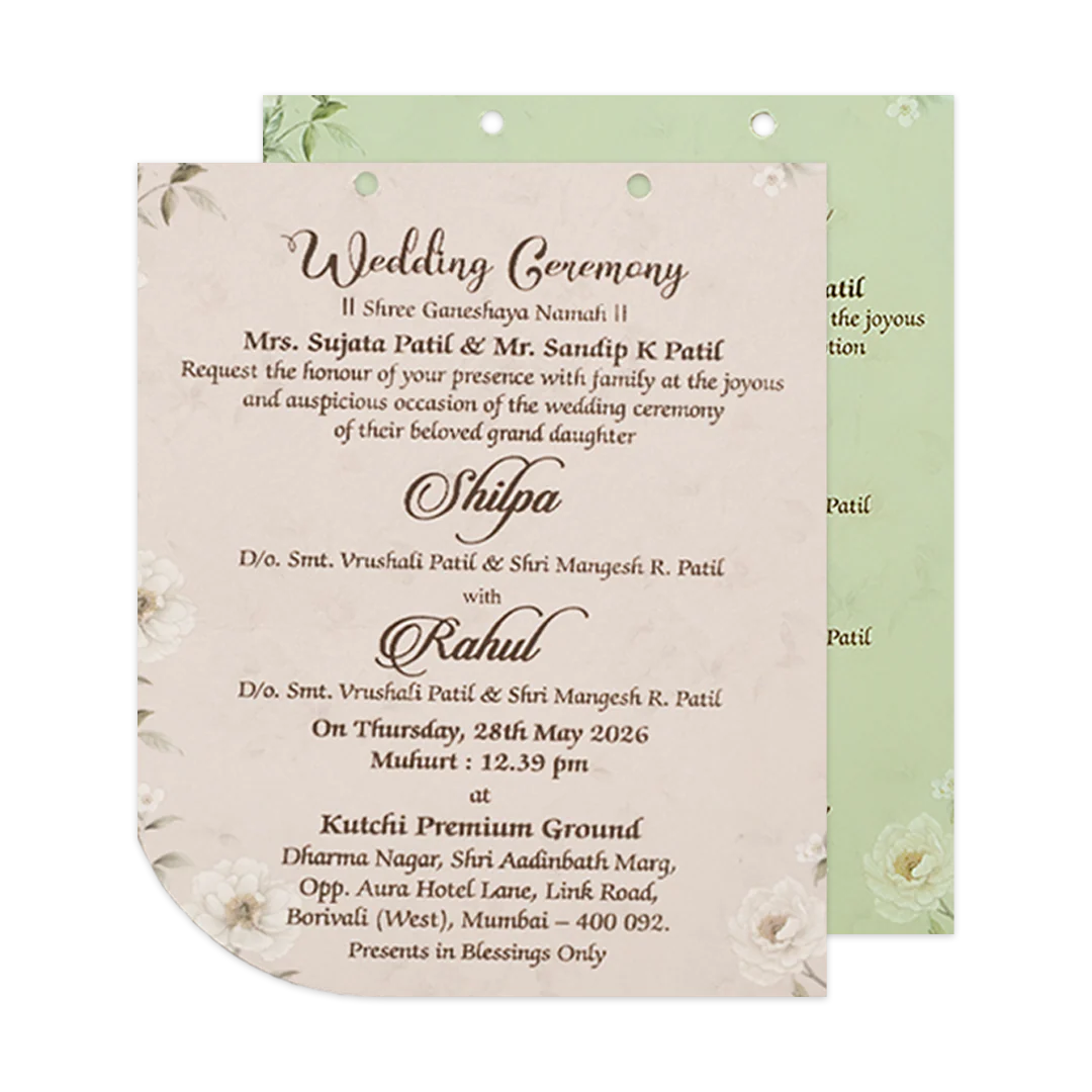 Grey Laser Cut Floral Wedding Card-KRE27280 - Image 5