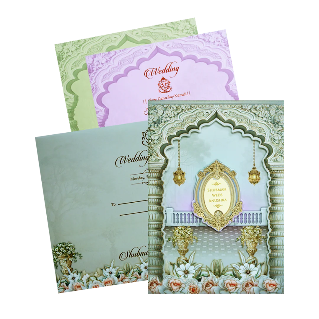 Grey Laser Cut Premium Wedding Card-KRB09520