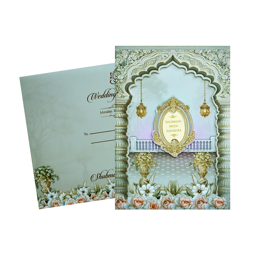 Grey Laser Cut Premium Wedding Card-KRB09520 - Image 2