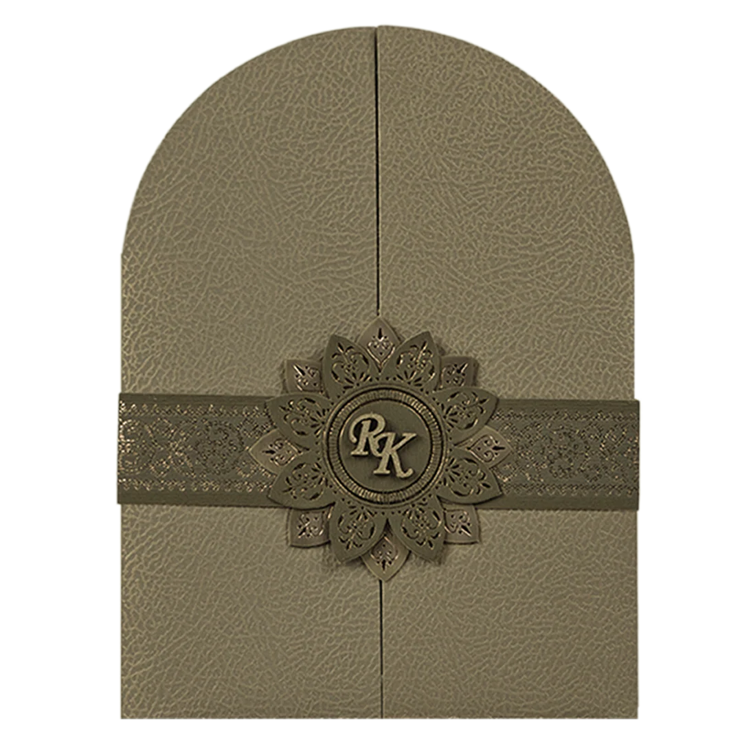 Grey Leatherette Book Fold Wedding Card-KSI65190 - Image 3
