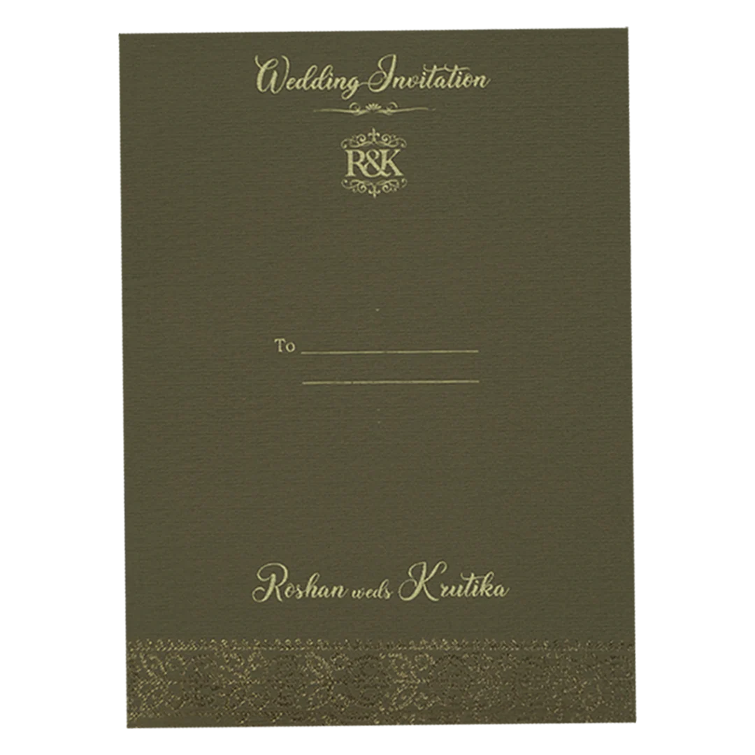 Grey Leatherette Book Fold Wedding Card-KSI65190 - Image 4