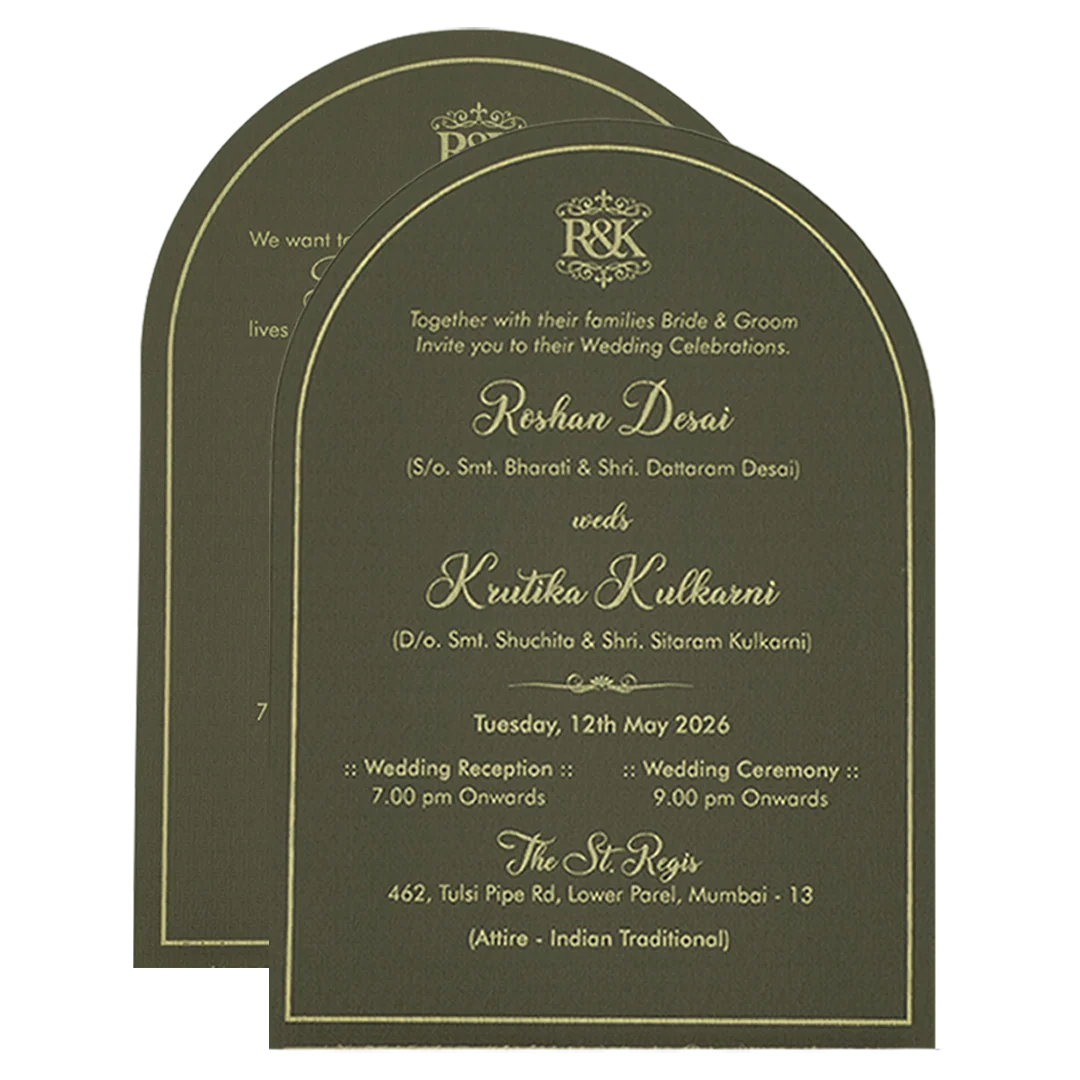 Grey Leatherette Book Fold Wedding Card-KSI65190 - Image 5