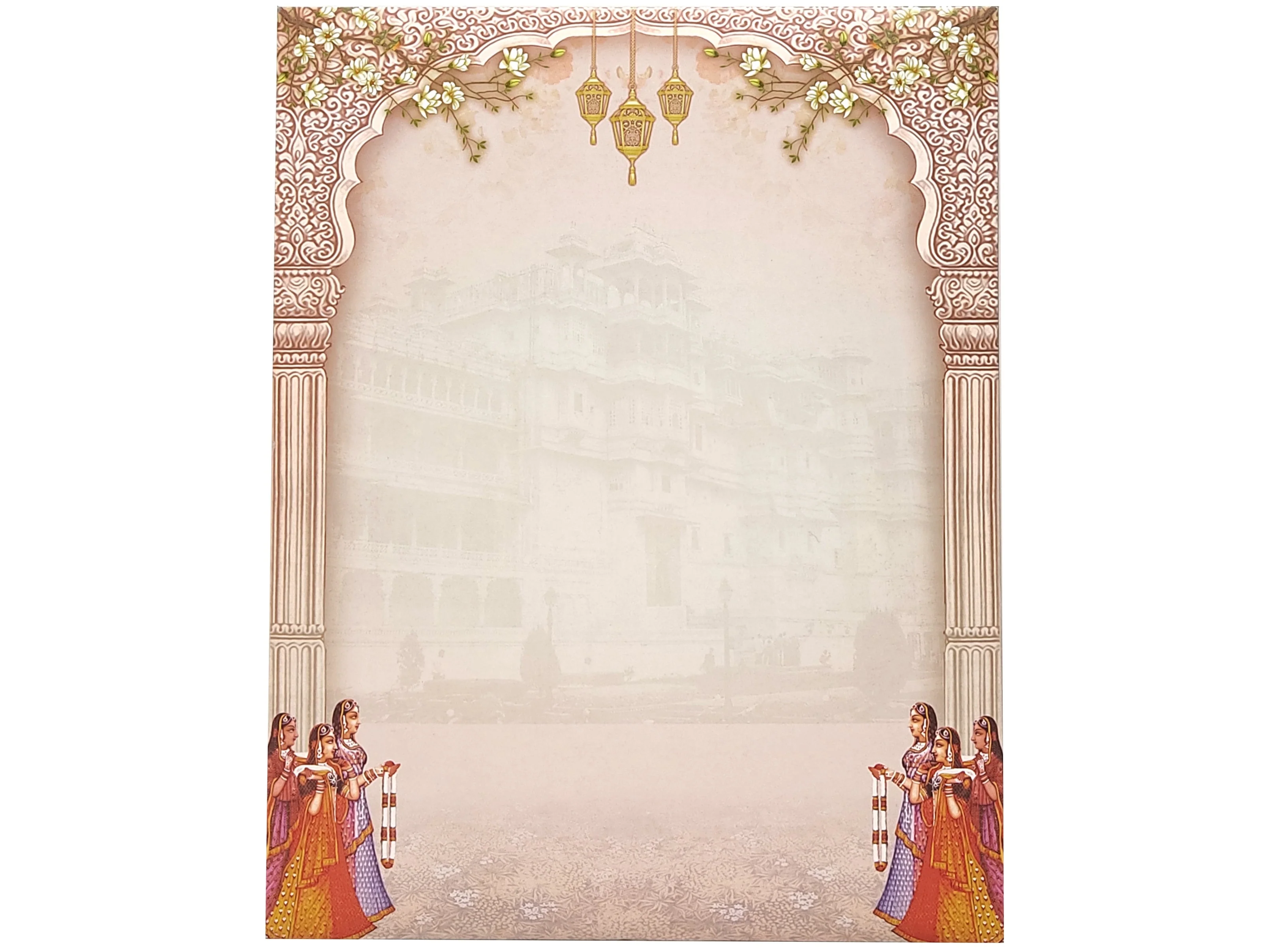 Grey Offset Print With Palace and Baraat Design Invitation-KNKJ1099 - Image 4