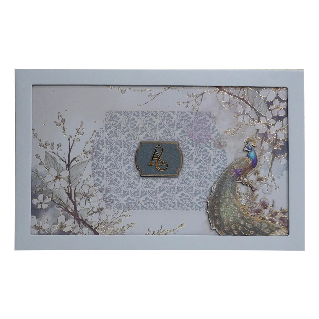 Grey Padded Marriage Invitation Card-Kpr23750 - Image 3