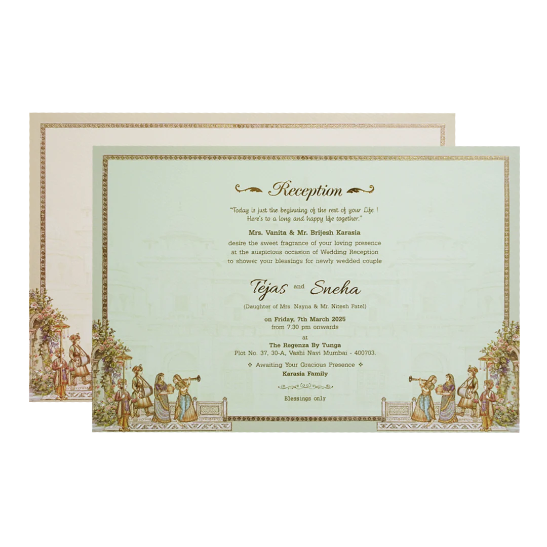 Grey Palace Laser Cut Padded 3D Couple Wedding Card-KMMEX8120 - Image 5