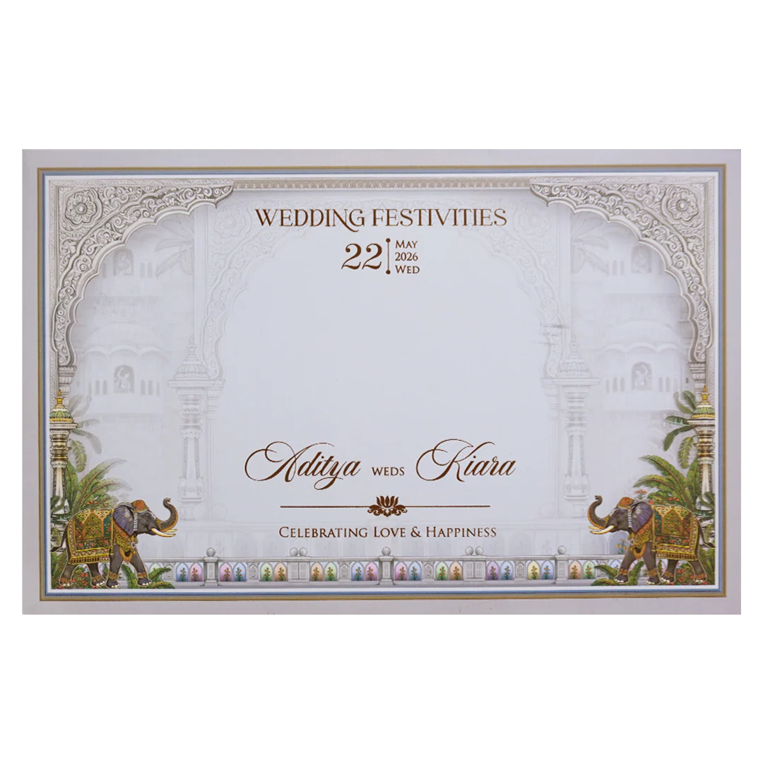 Royal Grey Palace Theme Wedding Card - KFR16330 - Image 4