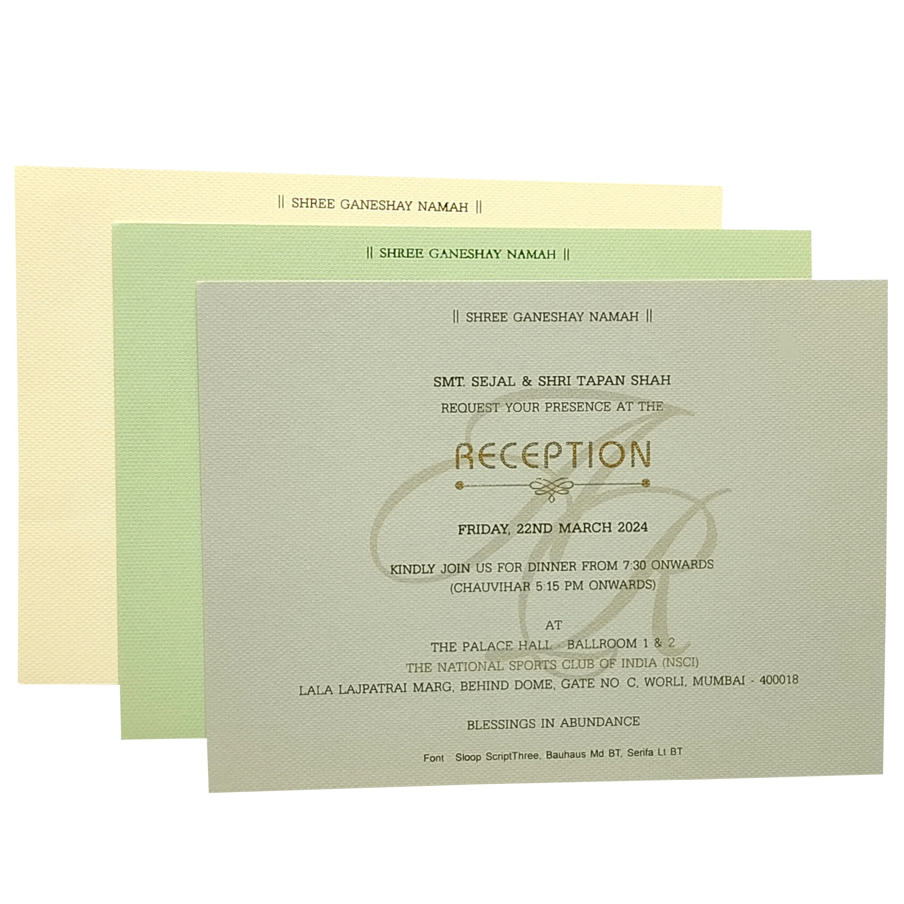 Grey Peacock Padded Invitation Card-KRC29532 - Image 5