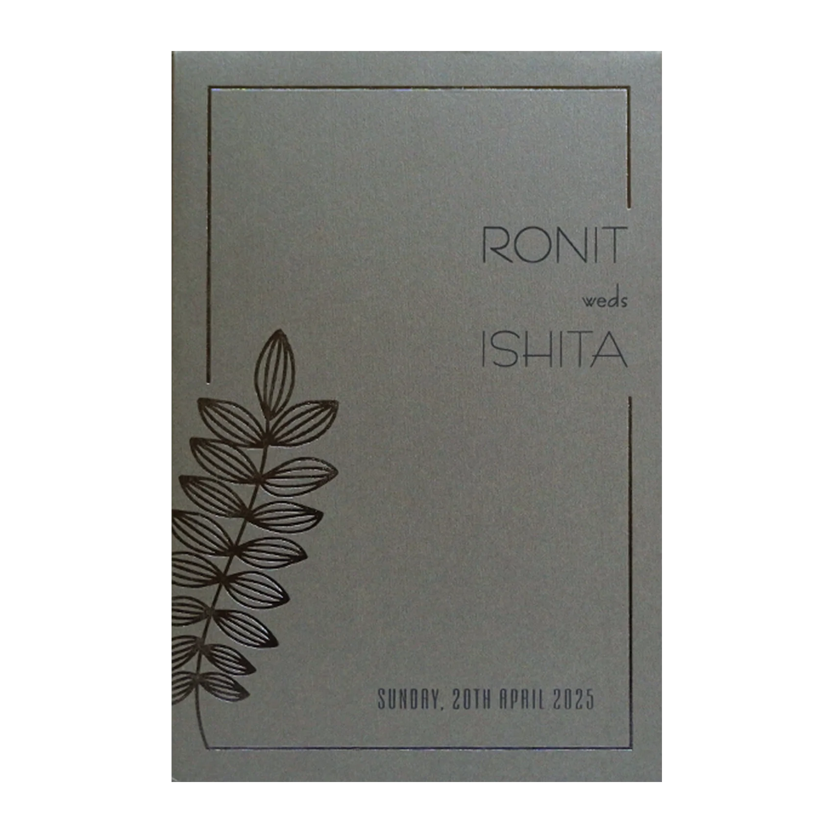 Grey Petal Single Sheet Invitation Card-KRCS7211 - Image 3