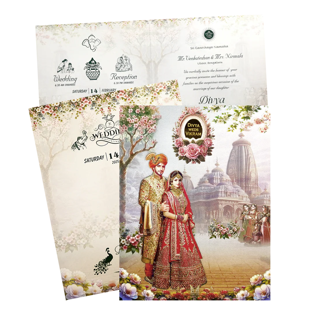 Grey Royal Bride Groom Box Wedding Card-KNKN6318