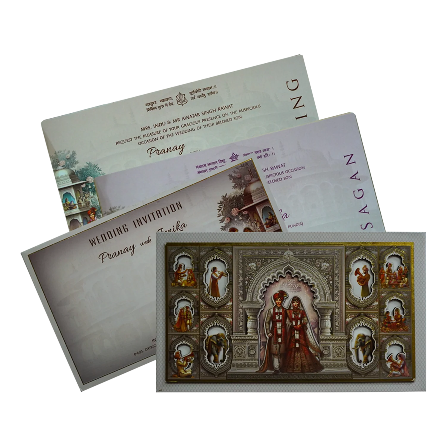 Grey Royal Wedding Padded Card-Krc30870