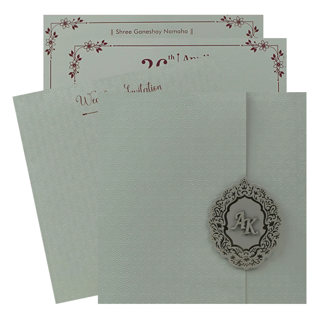 Grey Textured Wedding Card-KSI65090