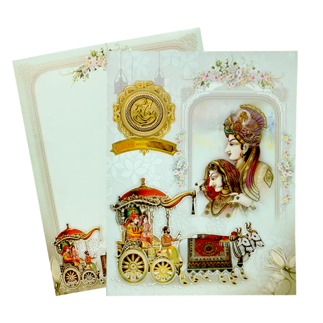 Grey Traditional Indian Wedding Card-KNKJ1122 - Image 2