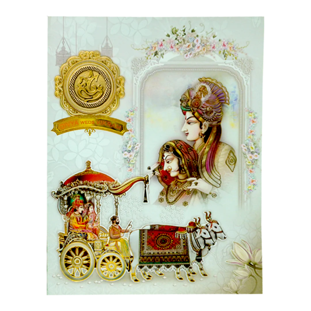 Grey Traditional Indian Wedding Card-KNKJ1122 - Image 3