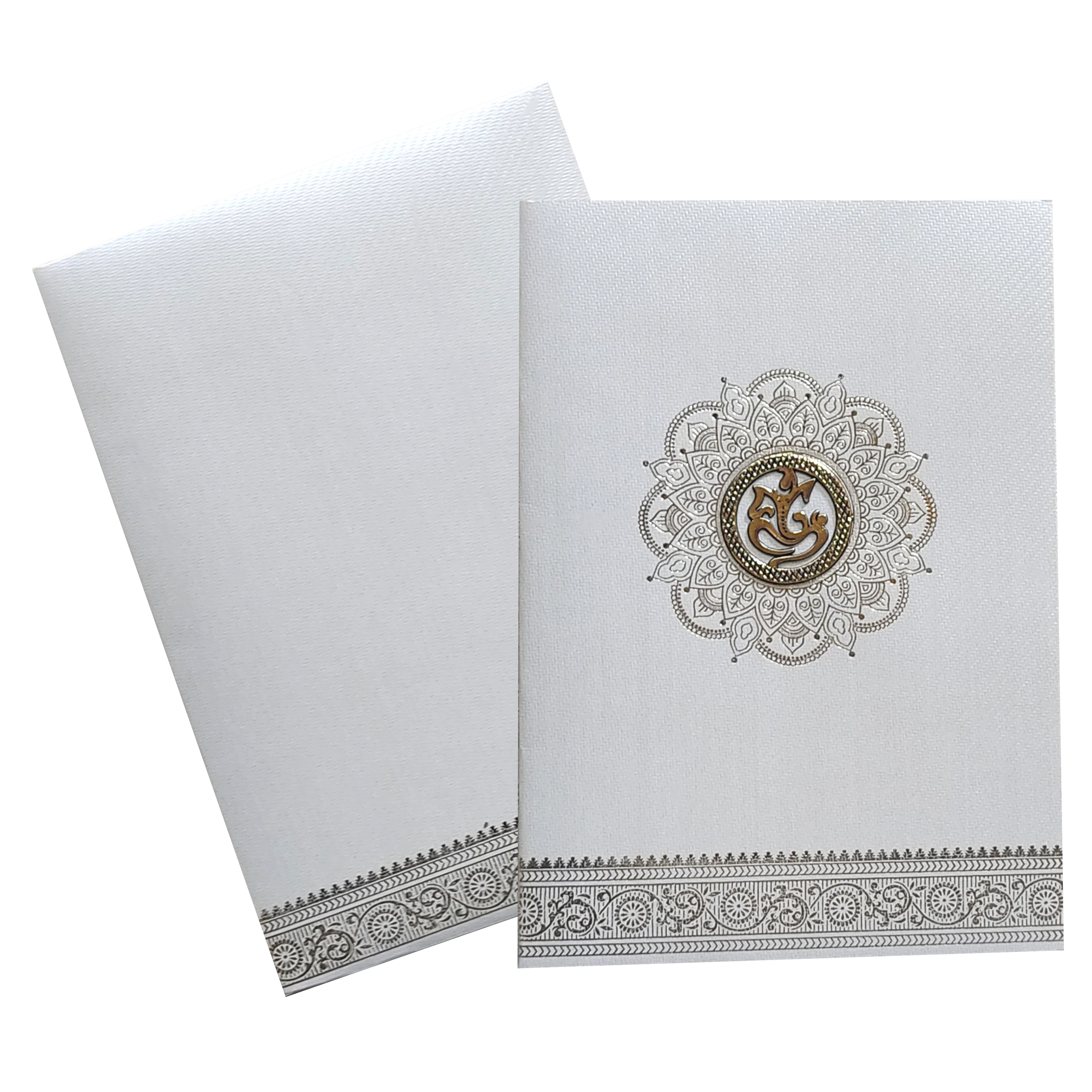 Grey Traditional Single Sheet Wedding Card-KNKTGY026 - Image 2