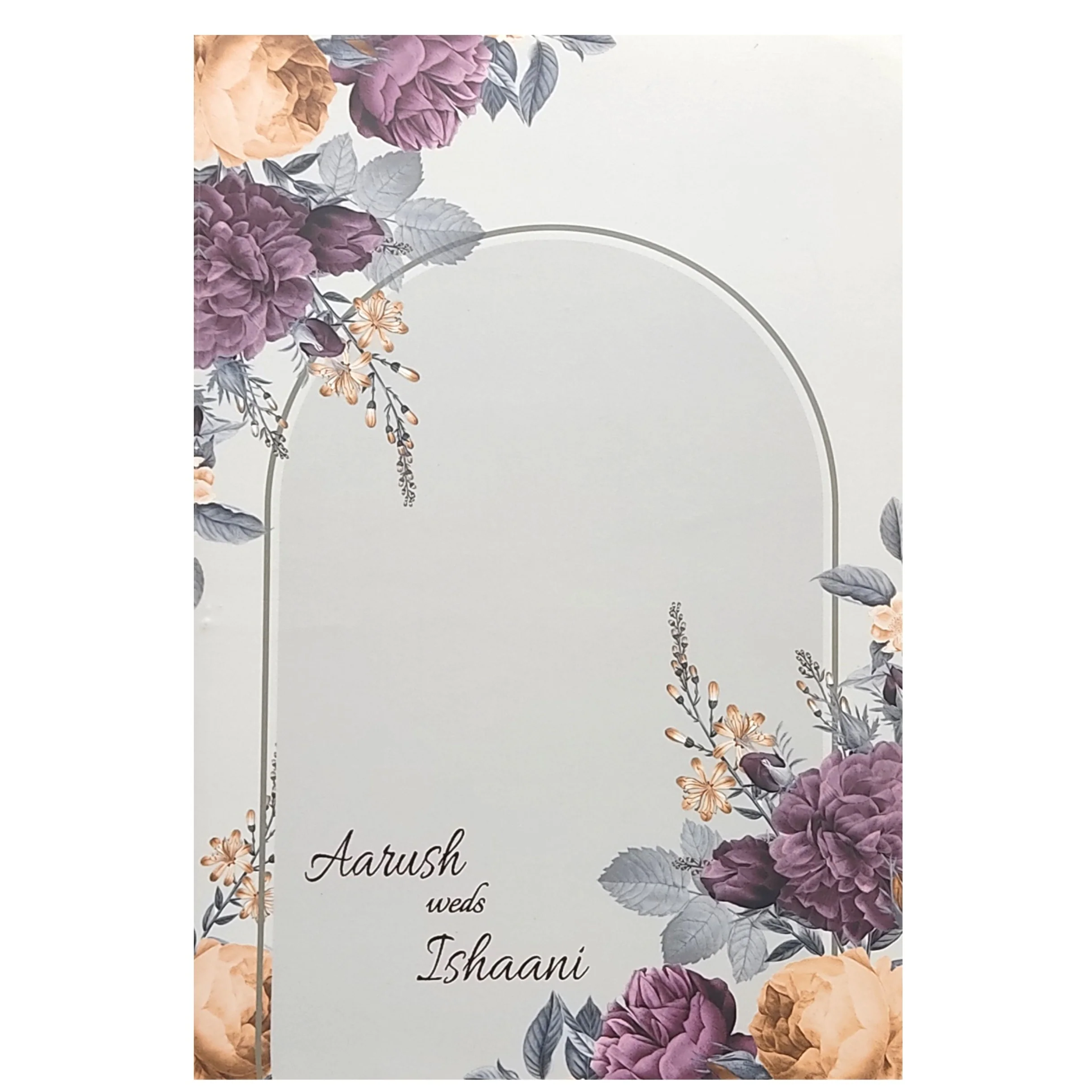 Grey Violet Floral Invitation Card-KRC29620 - Image 3